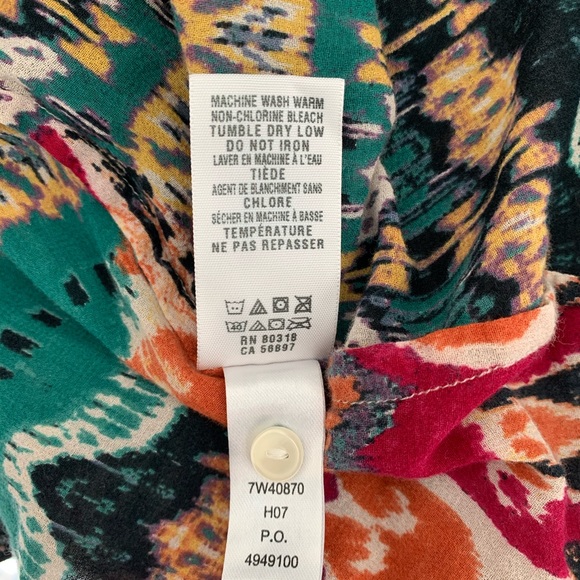 Lucky Brand Alexis Ikat Peasant Button Down Top - Picture 7 of 8